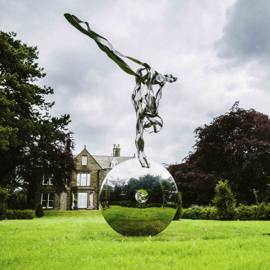 Hotel Lobby Casa Decoración Fuente Fábrica Estatua figurativa de acero inoxidable a medida