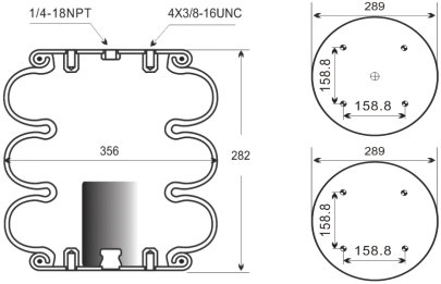 3B 7809 Large Stroke Air Spring Rubber Industrial Air Suspension Spare Parts