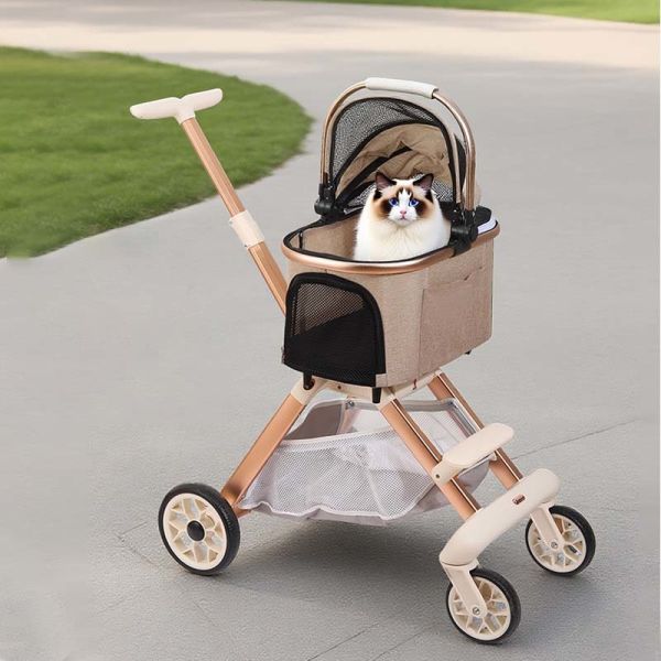 Wholesale Dog Cat Stroller, Foldable Lightweight Travel Trolley, 4-Wheel Safe Breathable Pet Carrier Bulk