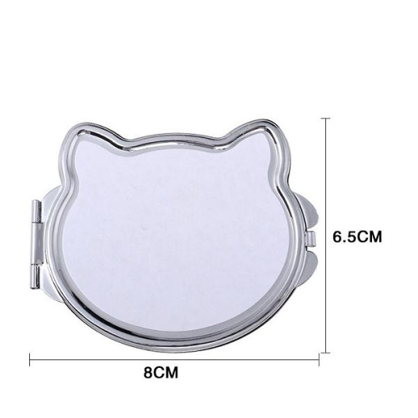 Espejo compacto de sublimación portátil con forma de gato, espejo de maquillaje personalizado