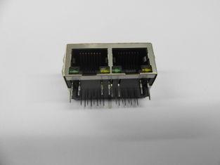 Shield Tab Up 2 Port RJ45 PCB Connector Without Transformer For Surveillance Cameras