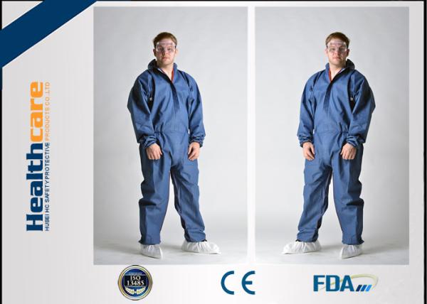 Breathable Disposable Coveralls Protective Suit With Hood And Boot Cover Acid Resistant