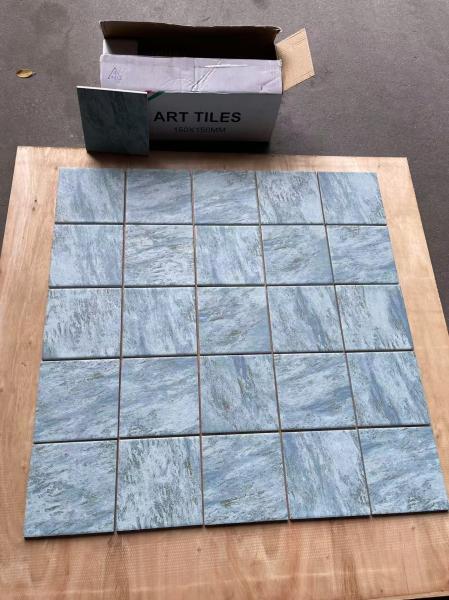 Mosaïques carrées en porcelaine bleue 150x150mm R10 antidérapantes et décoratives pour balcon