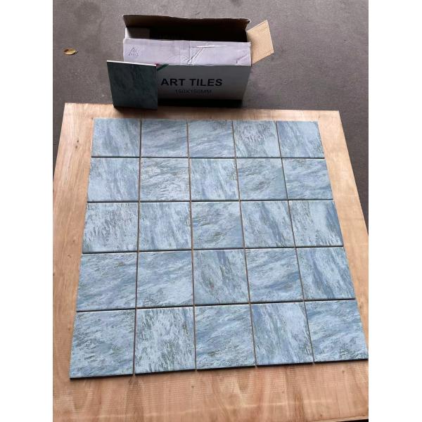 Non-slip and Decorative Square 150x150mm R10 Blue Porcelain Mosaics For Balcony