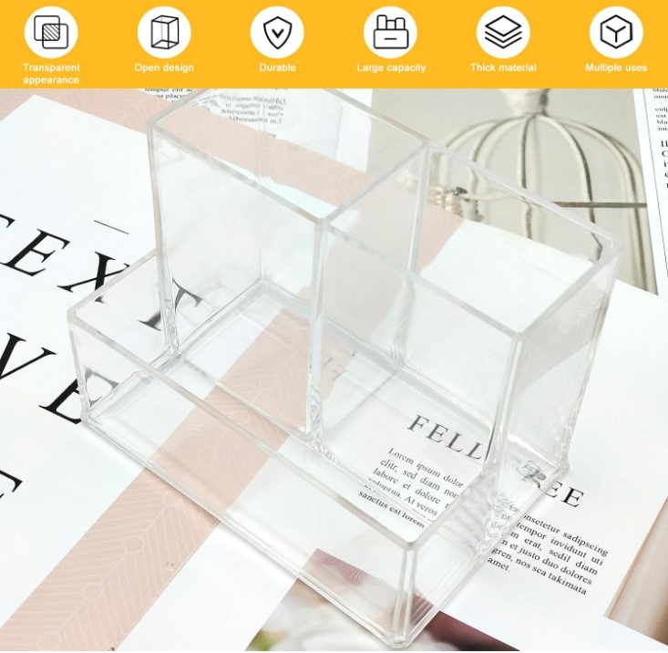 With Grids Acrylic Display For Makeup Brush Cosmetics Storage Box