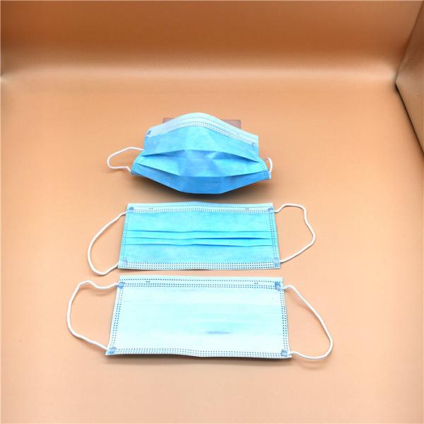 Blue Sterile Disposable Mouth Mask , Fiberglass Free Surgical Mask 3 Ply