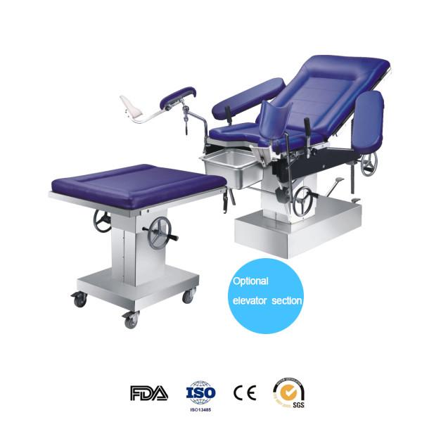 Stainless Steel Hydraulic Operation Table Blue Mattress Labor Control Gyn Examination Chair