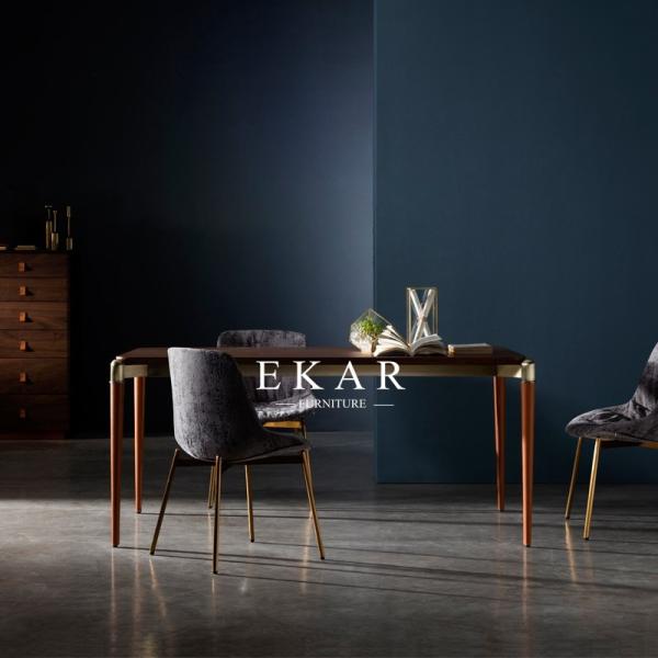 Marble Or Wooden Top Metal Frame Modern Rectangle Dining Table  DA-TA18
