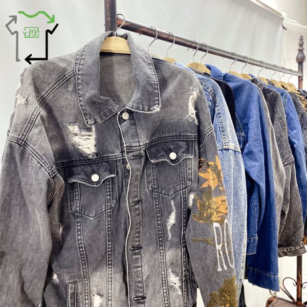 Street Fashion Second Hand Denim Jacket Mixed Gender First Level 2nd Hand Coats