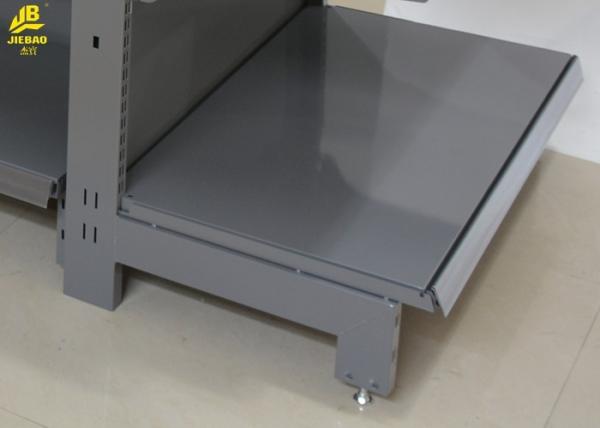 Heavy Duty Supermarket Shelving Base Foot With Adjusting Screw 1.8M High Dark Gray