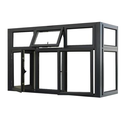 Custom Size Thermal Break Aluminum Casement Glass Windows For Hanging Curtain Solution