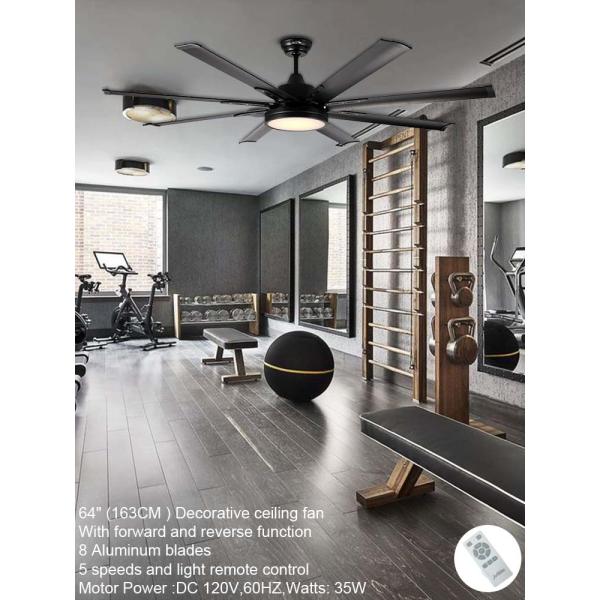 1stshine 64/84/100 Inch DC Motor 6 Blades Ceiling Fan Light Branco/Negro/OEM com 10-