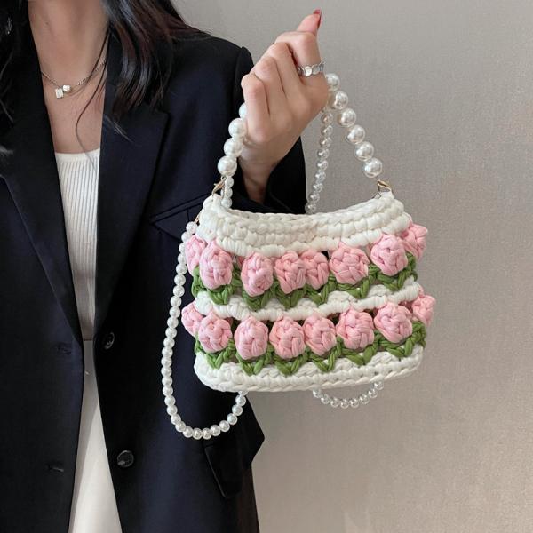 Handmade Woven Crochet Knitted Shoulder And Sling Bags For Women Custom Logo Accepted