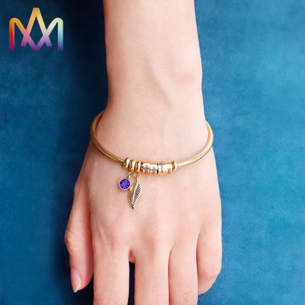Anti Tarnish Adjustable Cuff Womens SS Family Name Bracelet