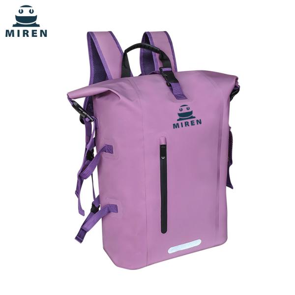 500D PVC Material Waterproof Dry Bag Backpack Purple Color 30L Capacity
