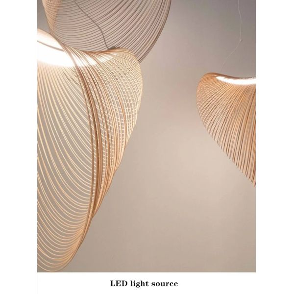 Modern Wood LED Light Pendant Lamp for Staircase Kitchen Restaurant Shop Chandelier(WH-AP-675)
