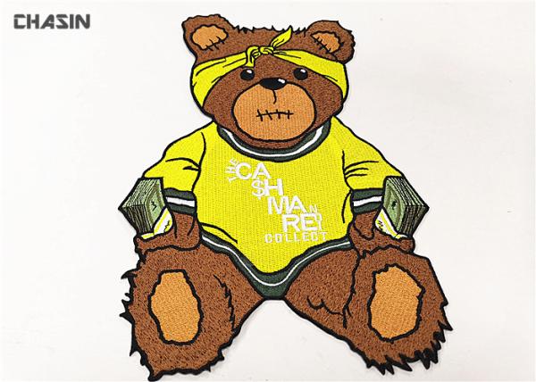 Bear Catch Money Logo Clothing Embroidery Patches For Hoodies And Jackets