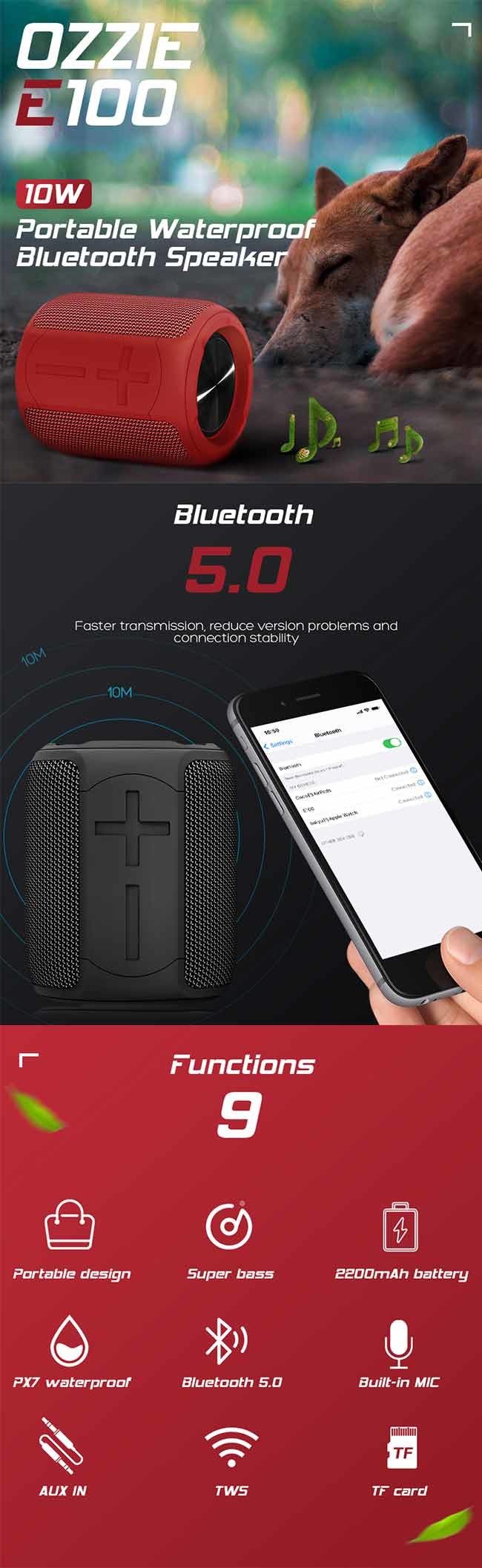 Bluetooth Внешние динамики Руки свободные Звонки Карта памяти SD водонепроницаемая IPX7
