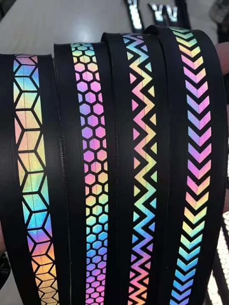 Da laranja reflexiva de nylon da roupa 5cm da fita da segurança do Webbing do arco-íris cinza de prata
