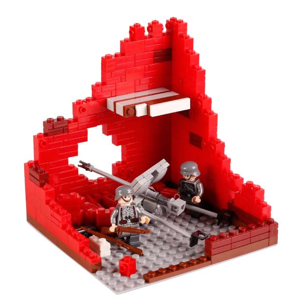 Military accessories series weapon cannon German soldier mini figure ww2 ruin building block