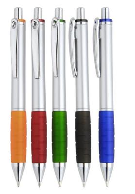 retractable ball point pen with color rubber grip