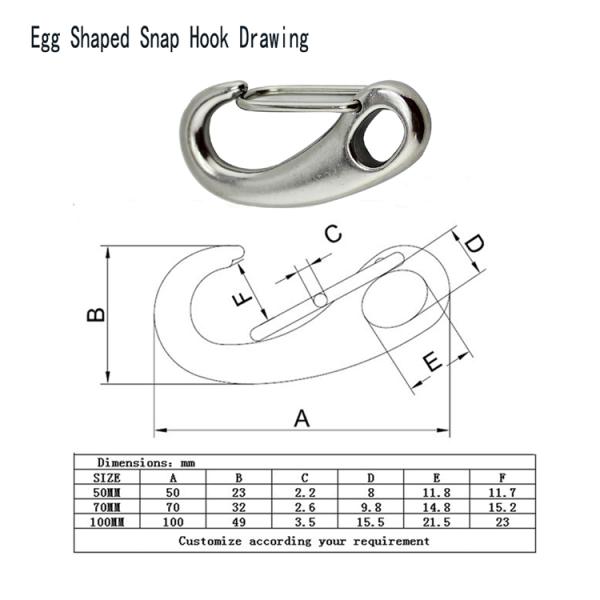 Egg Shape Stainless Steel Spring Snap Hook Boat Accessories Rigging Hardware