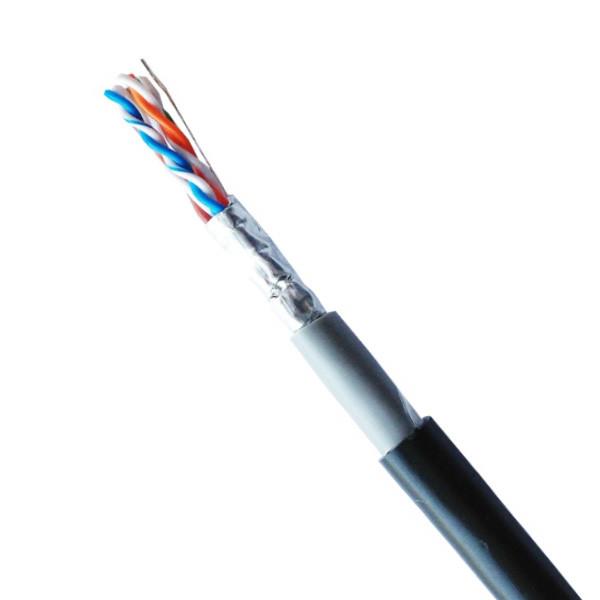 Outdoor PE+PVC Jacket FTP CAT6 Cable Black Ethernet Cable Bare Solid Copper 1000FT
