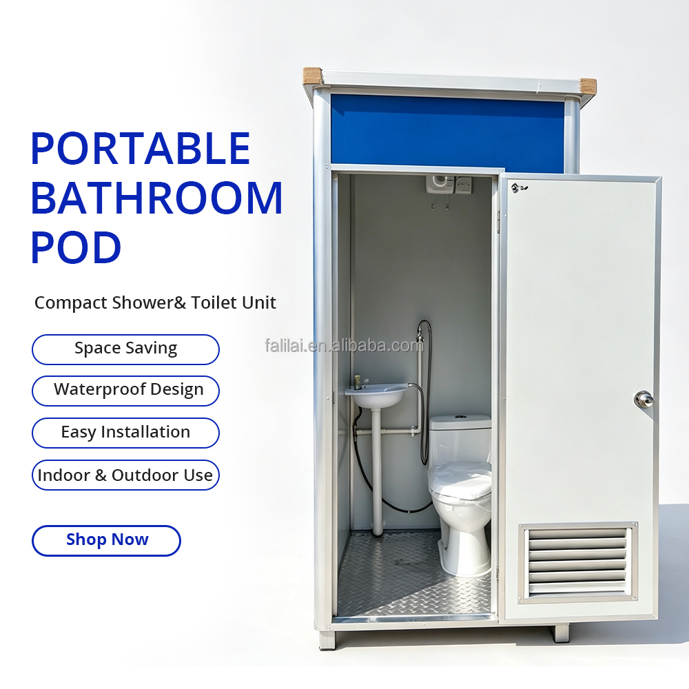 Low Price Mobile Single or Double Toliet Customized Tiny Home Portable Bathroom Cheap Public Portable Toilet