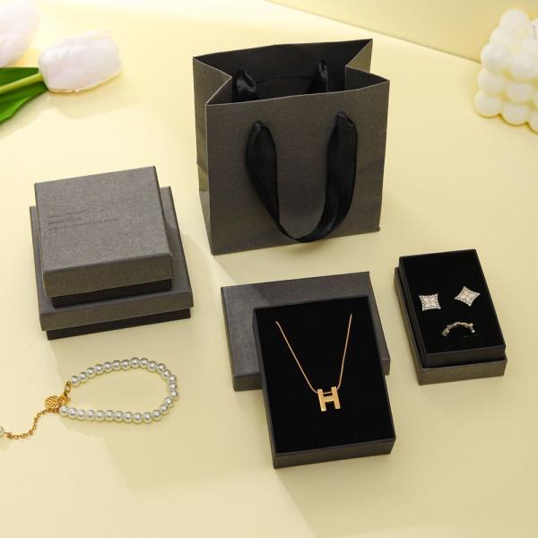 Black Luxury Foam Insert Jewelry Box Paper Packaging Cardboard Jewelry Gift Boxes