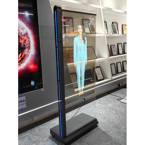 New Style 55-Inch Floor Stand Indoor and Super Narrow Frame Android Smart Transparent OLED Screen