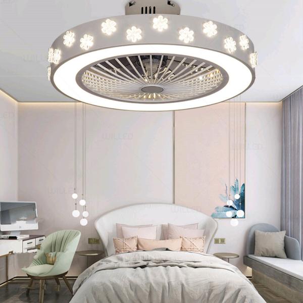 220V 55cm Smart Ceiling Fan Light with APP and Controller Control Fashion Round smart ceiling fan Light(WH-VLL-13)