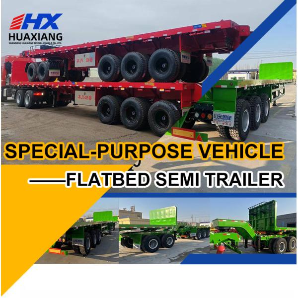 Truck Trailer 60 ton 80 Ton 3 Axles 40ft Super Link Flatbed Semi Trailer for Transport
