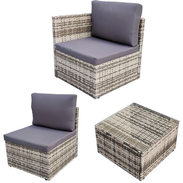 Garden Furniture Outdoor Low Price  5 Pieces Set Steel Frame Rattan Grey Small Size Wicker Furniture