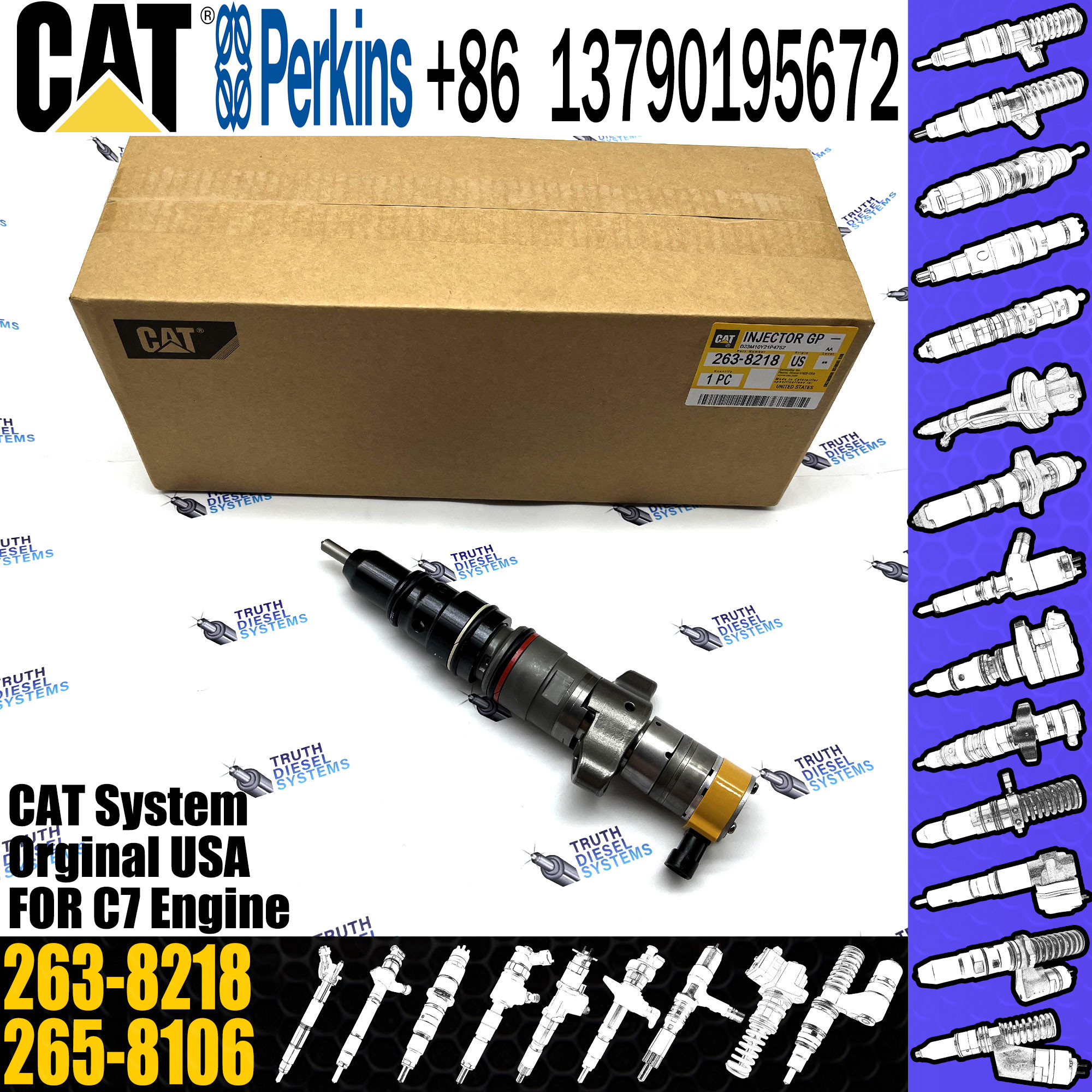 Инжектор инжекторов c7 кота 387-9427 263-8216 263-8218 для части двигателя c7 гусеницы дизельной запасной