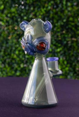 O vidro de Borosilicate azul de 8 polegadas Bongs o bebedoiro automático da tubulação de água do cachimbo de água com a bacia masculina de 14mm