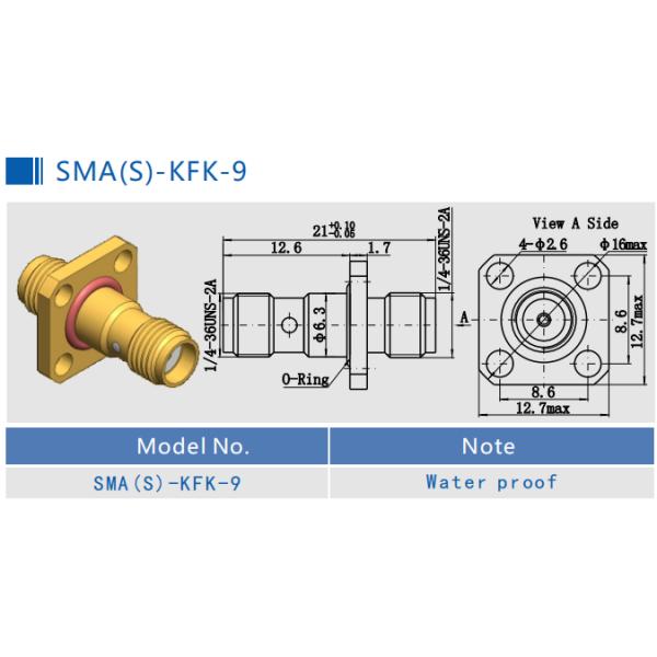 Waterproof 4 Holes Flange RF SMA Female to SMA Female Adapter