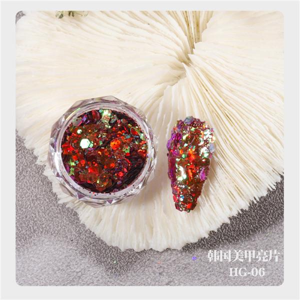 MSDS Certified Chunky Glitter Sequins for Nail Art Decoration in Pink Color Bulk