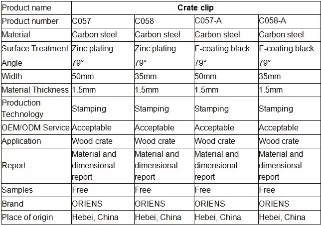 Agrafe en V pour caisse d'expédition réutilisable en acier à ressort pour caisse en bois