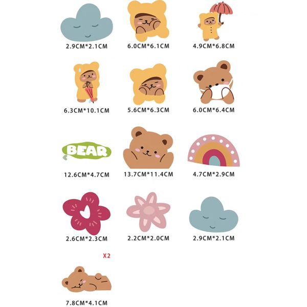 Decorative Scrapbook Stickers And Embellishments Cute Bear Shape Cut Stickers