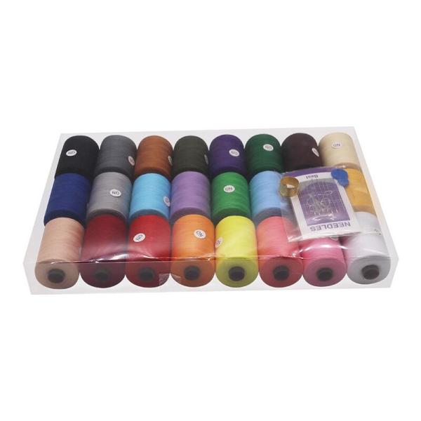 24 цвета в коробке Нить для вязания хлопчатобумажной пряжи 40S/2 Нить для швейной работы