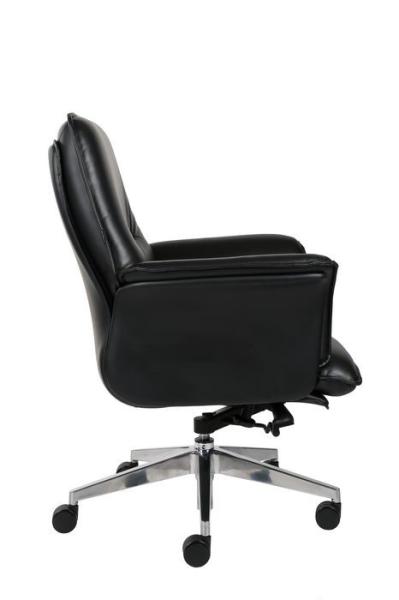 Middle Back Office Revolving Chair , DIOUS TUV Black Leather Desk Chair