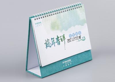 Cor completa de Cmyk do calendário de mesa do escritório do metal branco e impressão obrigatórias do papel