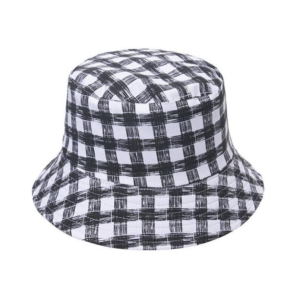 Plaid Fisherman Hat Summer Outdoor Travel Sunscreen Sunshade Double-Sided Bucket Hat