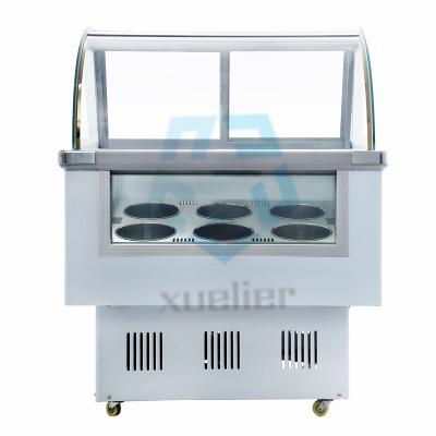 Sliding Door Ice Cream Showcase Freezer Direct Cooling 10 Trays 6 Barrels