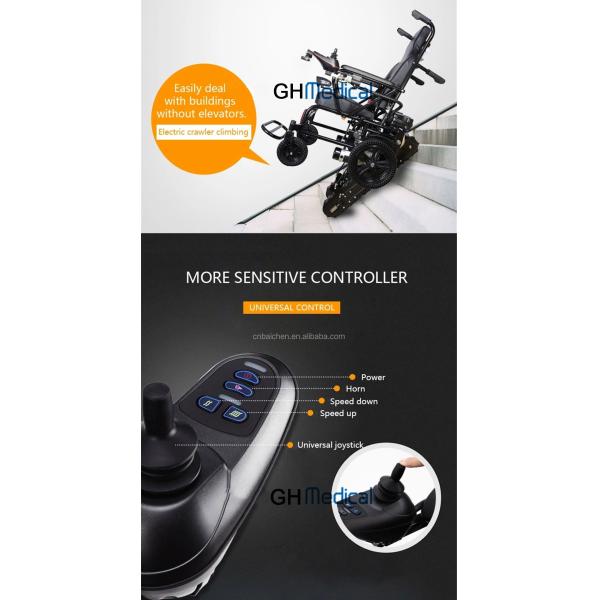 Portable Medical Transport Wheelchair Lightweight Disabled Electric Stair Clibing Wheelchair