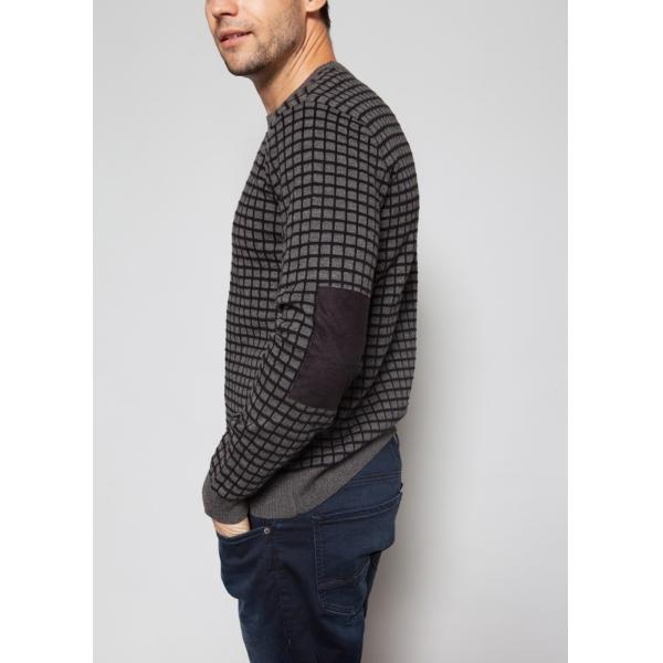 Half Merino Wool / Cotton Intarsia Knit Sweater , Small Check Men'S Polo Pullover Sweater