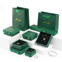 Dark Green Paper Jewelry Box 5x5x3cm Bowknot Ring Packaging Box
