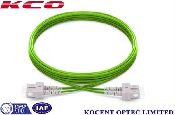 Simplex Sc To Lc Fiber Patch Cable Single Mode / Multimode OM5  Green Color