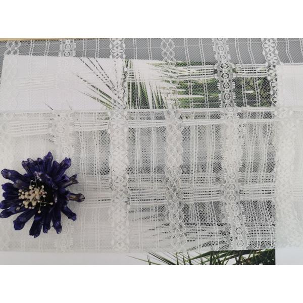 Дама Одевать Ткань белой геометрической ткани шнурка Тюль сетки облегченная