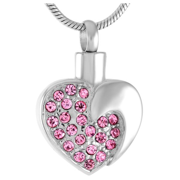 Heart Crystal Pendant Necklace Cremation Jewelry for Women Keepsake Ashes Locket Pet Urn Gift